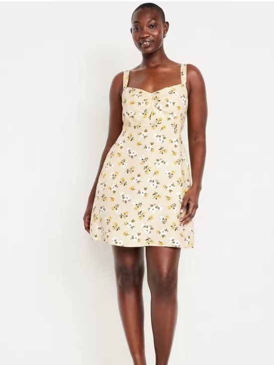 Old Navy Dresses & Skirts - Old Navy Cream Mini Dress with Yellow Floral Print Size Large